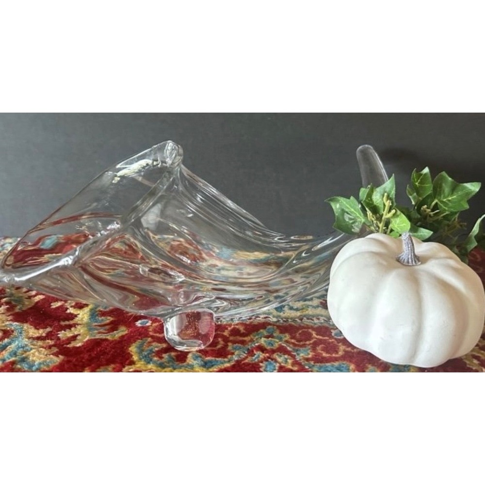 Vintage Art Deco Thanksgiving Glass Cornucopia Horn of Plenty Excellent